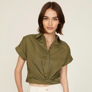 Ralph Lauren “Gyula” Twisted Front Crop Top – Olive Green - Size 8